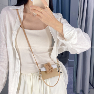 ins可爱立体毛绒兔子零钱包适用vivos30promini手机壳x200斜挎带挂绳x100新款s20/s19全包软壳y500卡通y52s女