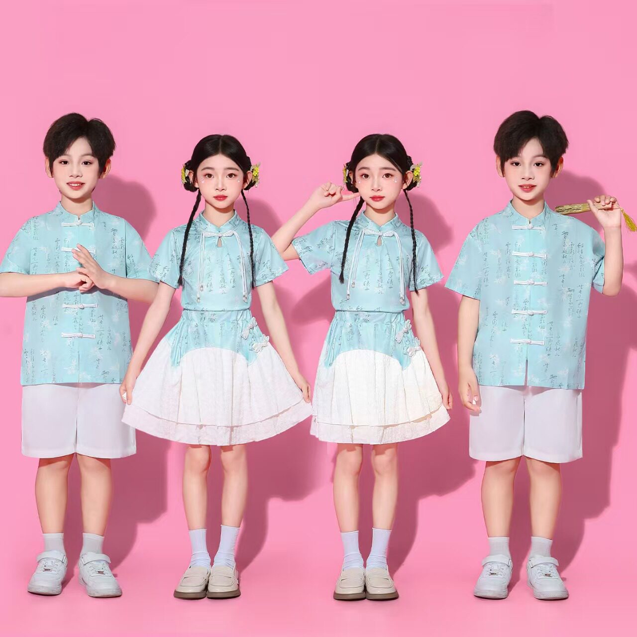 儿童演出服中国风小学生合唱服新中式诗朗诵服国潮幼儿园毕业照服