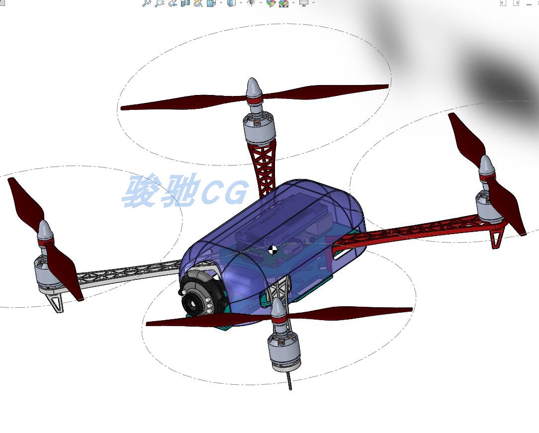 四旋翼无人机3d机械模型设备制造自动化工业solidworks模型图纸