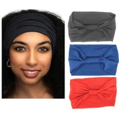 新欧美纯色弹力运动发带宽边瑜伽发带吸汗头带时尚 头巾束发带发饰