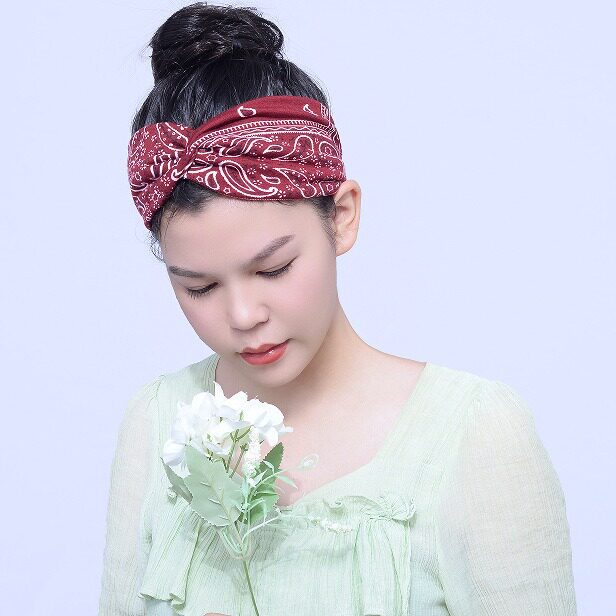 2018热销欧美热卖碎花母子套装 成人花色交叉发带 棉发带头饰