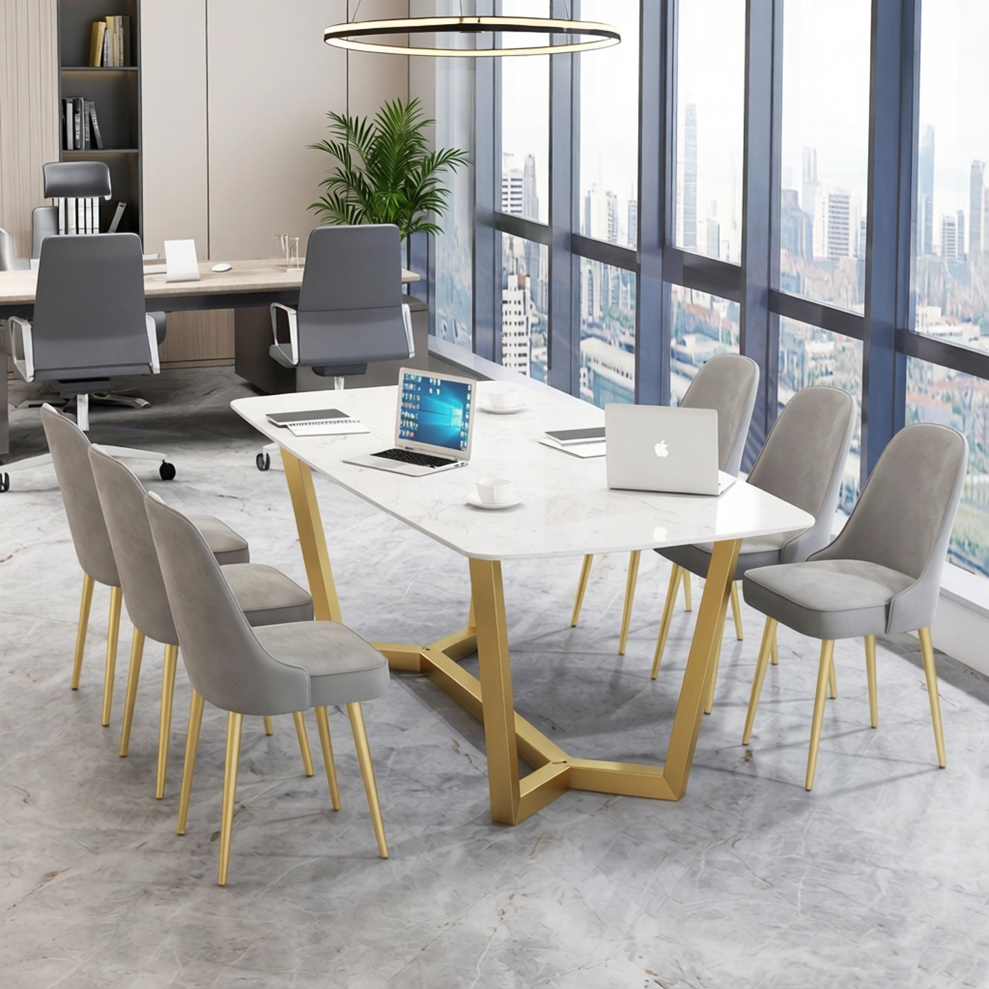 北欧大理石轻奢会议桌长桌办公桌会客洽谈桌简约现代长条桌工作台