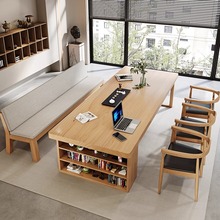 北欧实木会议桌长桌家用去客厅化书桌简约现代阅览办公桌洽谈桌椅