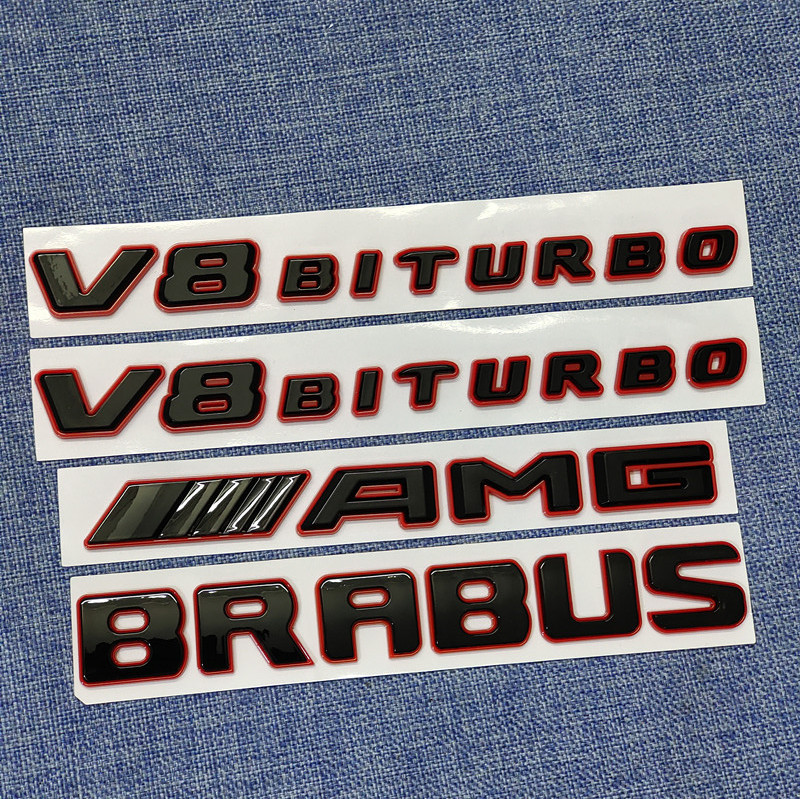 新G级奔驰新款车标改装黑红AMG字母车标 BRABUS尾标V8BITURBO侧标