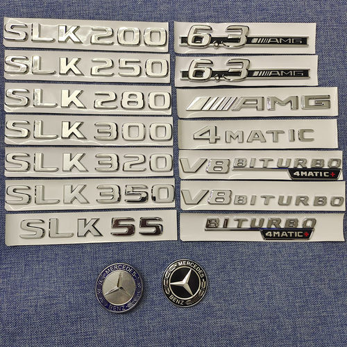 奔驰SLK55 SLK280 SLK250 SLK300 slk500AMG改装后尾标数字车标贴