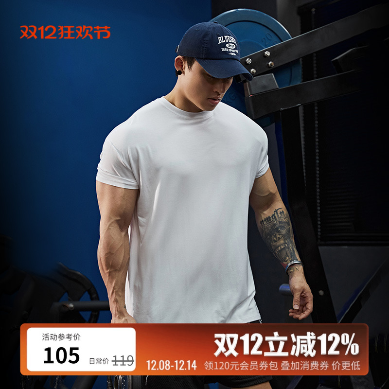 轻薄透气收袖口健身短袖t恤男