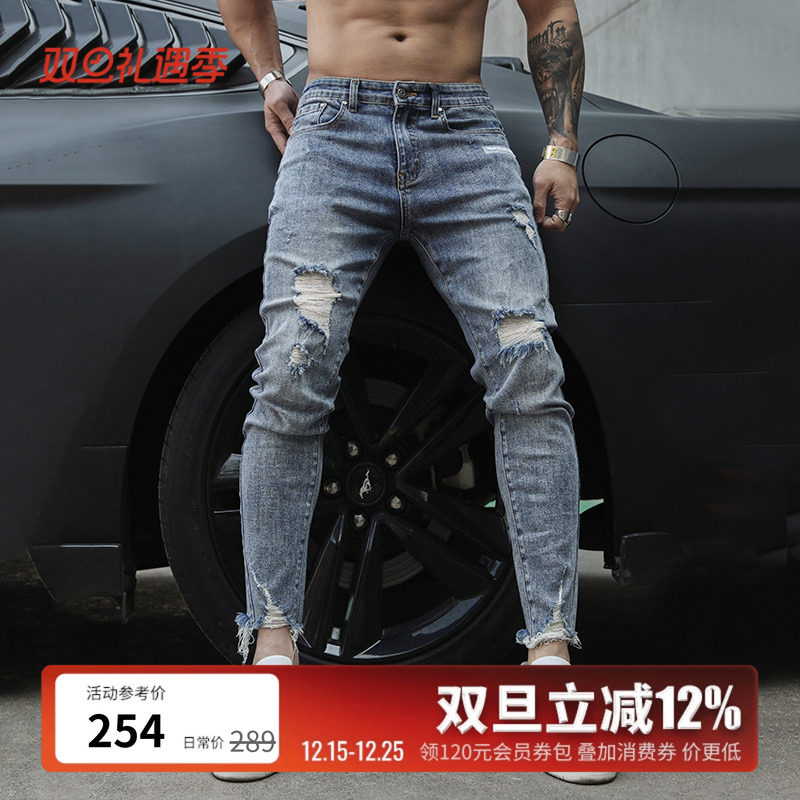 bluesfly运动健身弹力牛仔裤