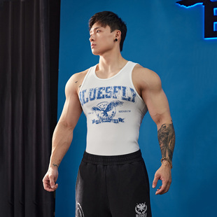 BLUESFLY男士工字型背心美式健身运动训练吊带印花显肌肉显壮潮牌