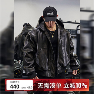 BLUESFLY美式复古皮衣夹克外套男冬季加绒夹棉高级感痞帅机车飞行