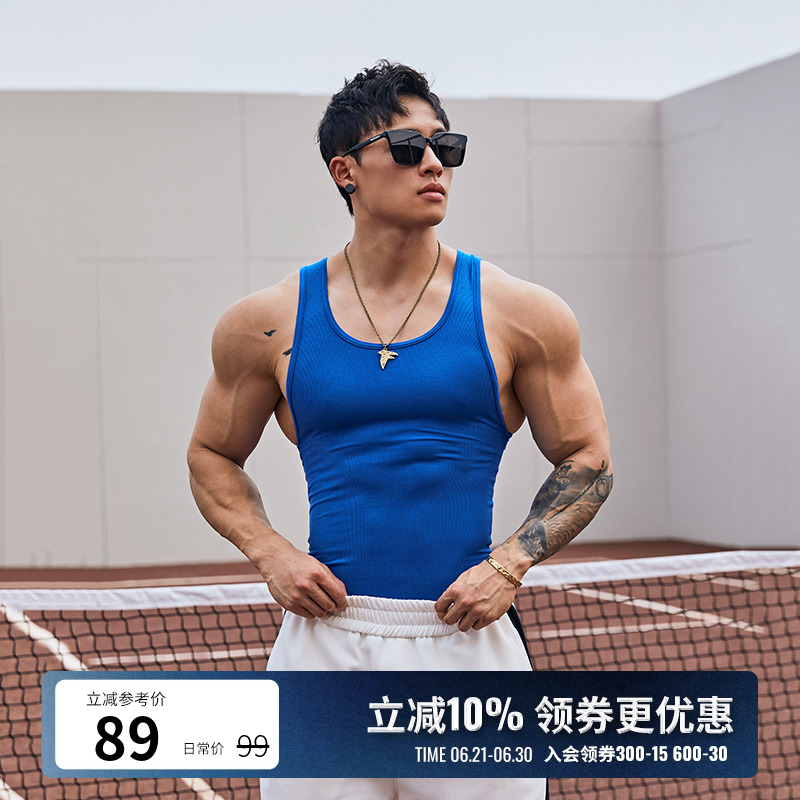 BLUESFLY健身运动工字背心紧身肌肉男篮球训练无袖坎肩上衣T恤潮