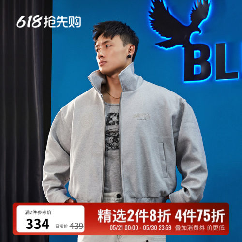 BLUESFLY美式毛呢夹克外套男冬短款大衣廓形翻领健身运动休闲潮牌