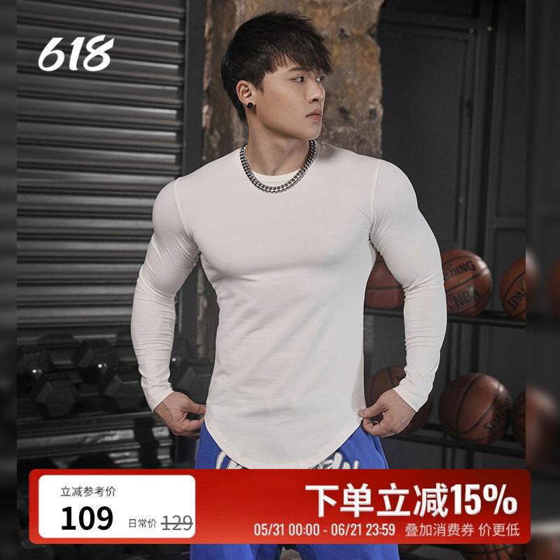 BLUESLFY美式长袖T恤健身衣服男冬季休闲紧身修身弹力运动保暖衣