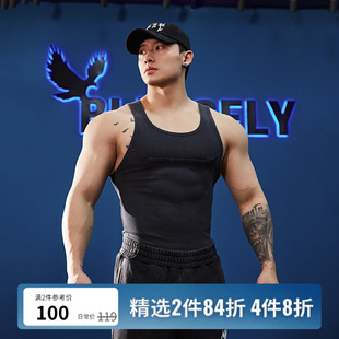 BLUESFLY夏季健身运动工字背心男士肌肉训练无袖T恤洗水打底内搭
