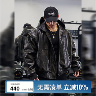 BLUESFLY美式复古皮衣夹克外套男冬季加绒夹棉高级感痞帅机车飞行