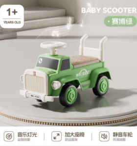 小龙迪卡1岁+宝宝踏行车赛博绿音乐灯光可坐儿童滑行学步车