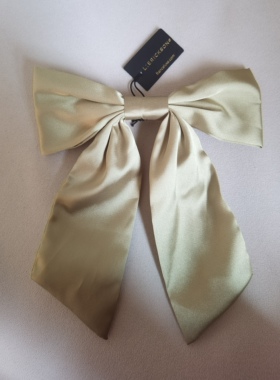 美国代购进口L.Erickson绿色真丝蝴蝶结超大大号弹簧夹马尾发夹新