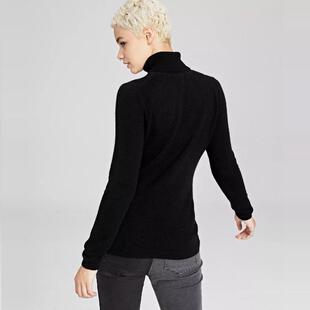 美国代购Charter Club100%羊绒衫高领毛衣针织衫薄款舒适百搭黑色