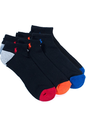 美国代购RL男装polo男小马标低帮袜子短袜船袜黑色白色套装新春夏