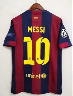 14 15 Retro Barcelona MESSI SUAREZ NEYMAR JR Soccer Jersey