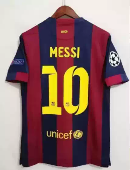 14 15 Retro Barcelona Messi Suarez Neymar Jr Soccer Jersey
