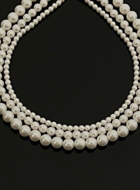 女士百搭高亮正圆法式复古优雅项链高级感颈链水晶珍珠轻奢锁骨链