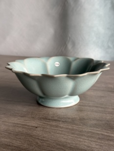 仿古釉汝瓷 清凉寺 全手工 荷叶 摆件 359号 果盘 一物一拍