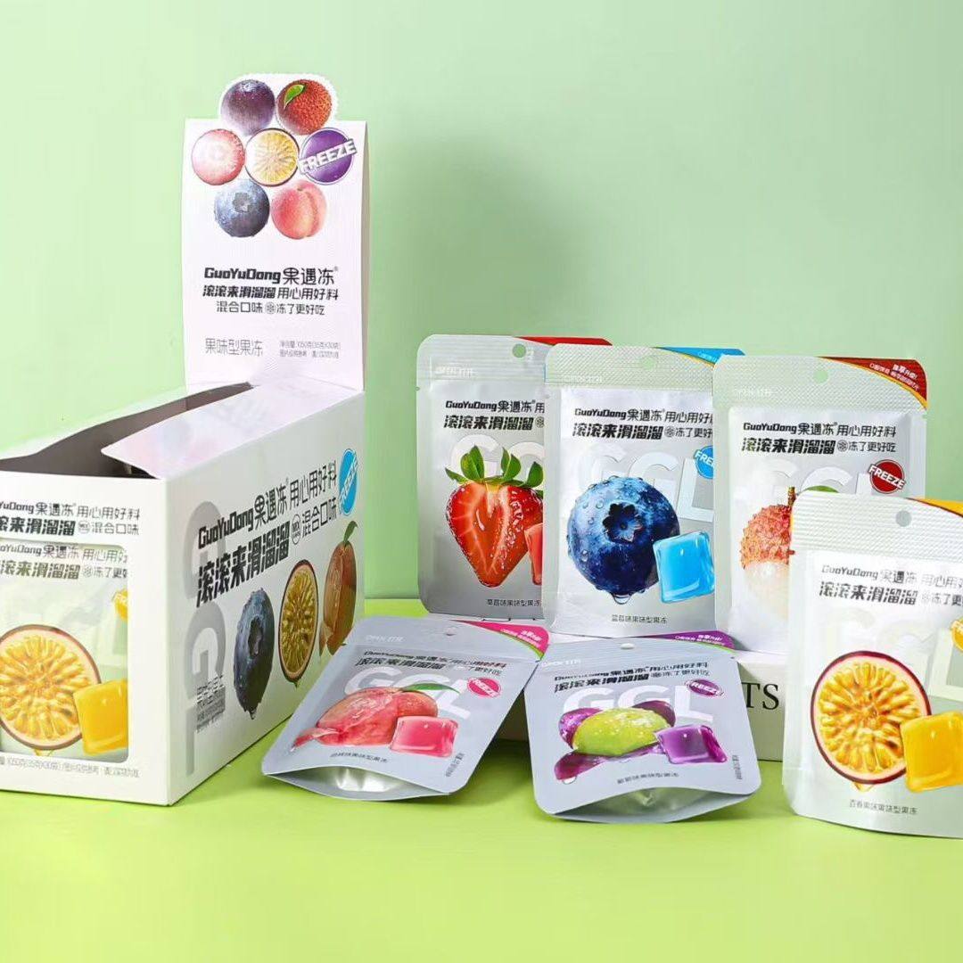 爆款果遇冻滚滚来滑溜溜混合口味果冻儿童零食超市办公小卖部蒟蒻