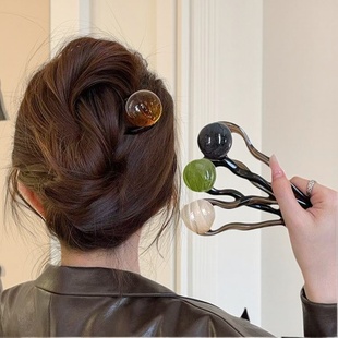 u型发夹叉夹子丸子头头饰女后脑勺2025新款子卡的低马尾扎u形头发