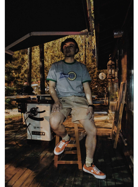 PACKRATS 17SS FLYWHEELS RINGER TEE美棉重磅圆筒印花短袖T恤灰