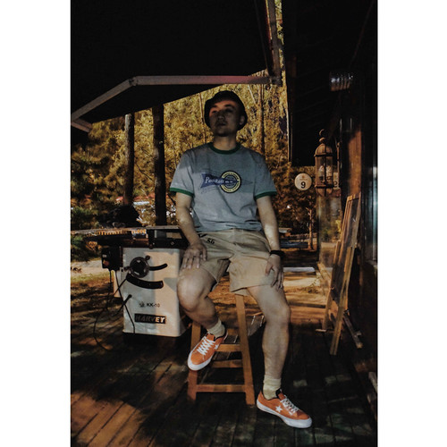 PACKRATS 17SS FLYWHEELS RINGER TEE美棉重磅圆筒印花短袖T恤灰
