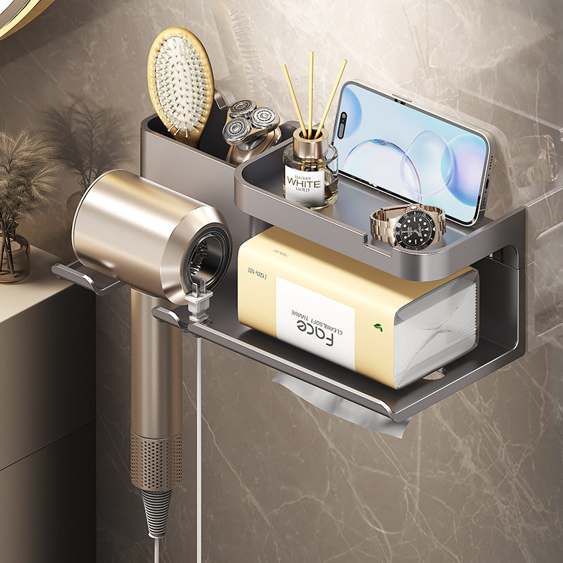 卫生间吹风机置物架免打孔壁挂一体吹风筒抽纸巾浴室多功能收纳架,家庭/个人清洁工具,吹风机置物架,淘宝优惠券,粉丝福利购,淘宝优惠卷