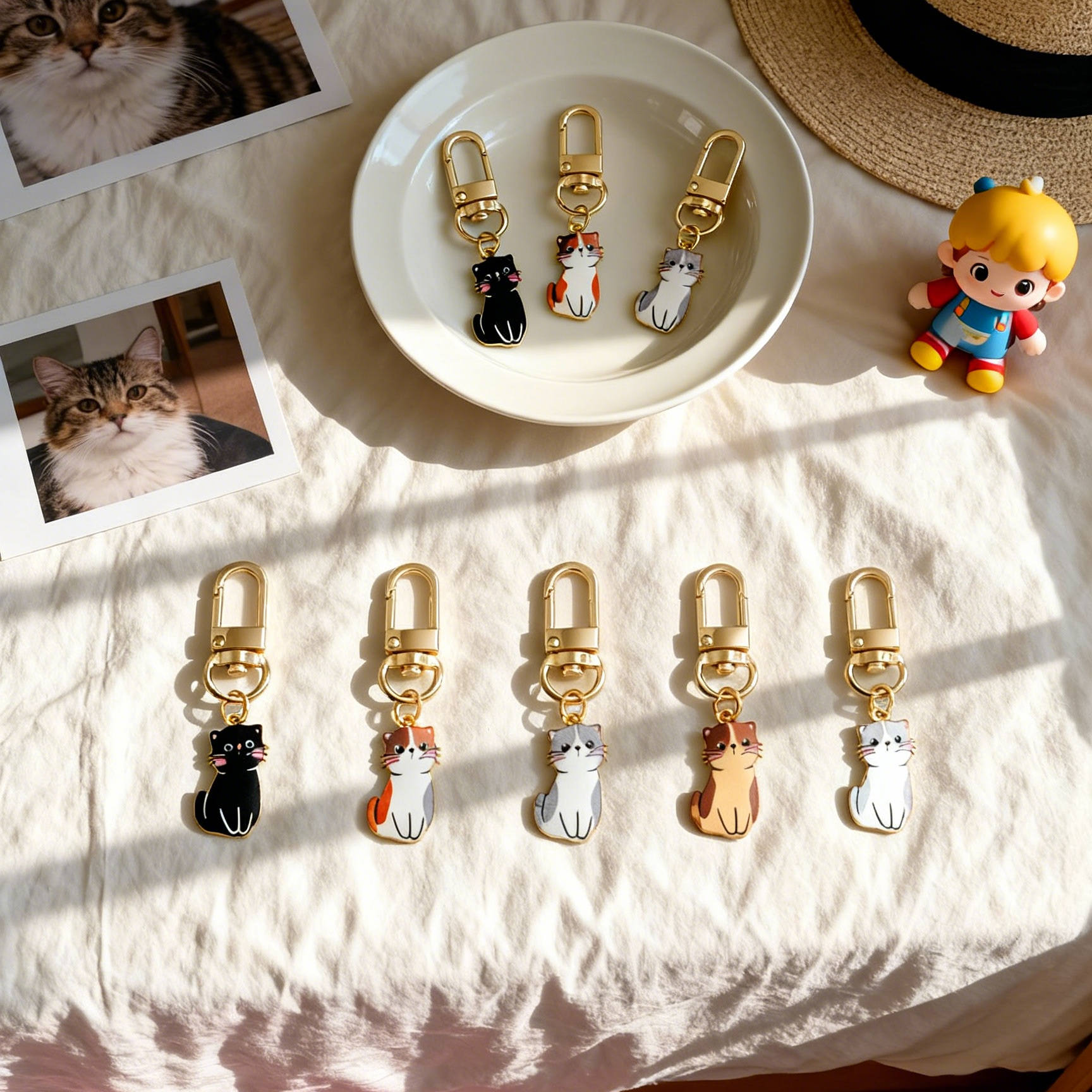 可爱坐姿小猫咪钥匙扣挂件挂饰