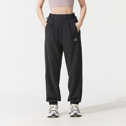 adidas阿迪达斯束脚运动九分裤秋女子简约透气舒适梭织长裤JM8777