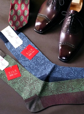 il-regalo 全新桑蚕丝佩斯利商务袜 中筒袜