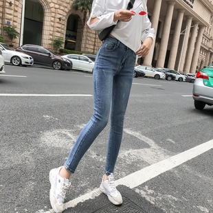 高腰牛仔裤女2020新款韩版紧身小脚九分裤加绒显瘦ins超火的裤子