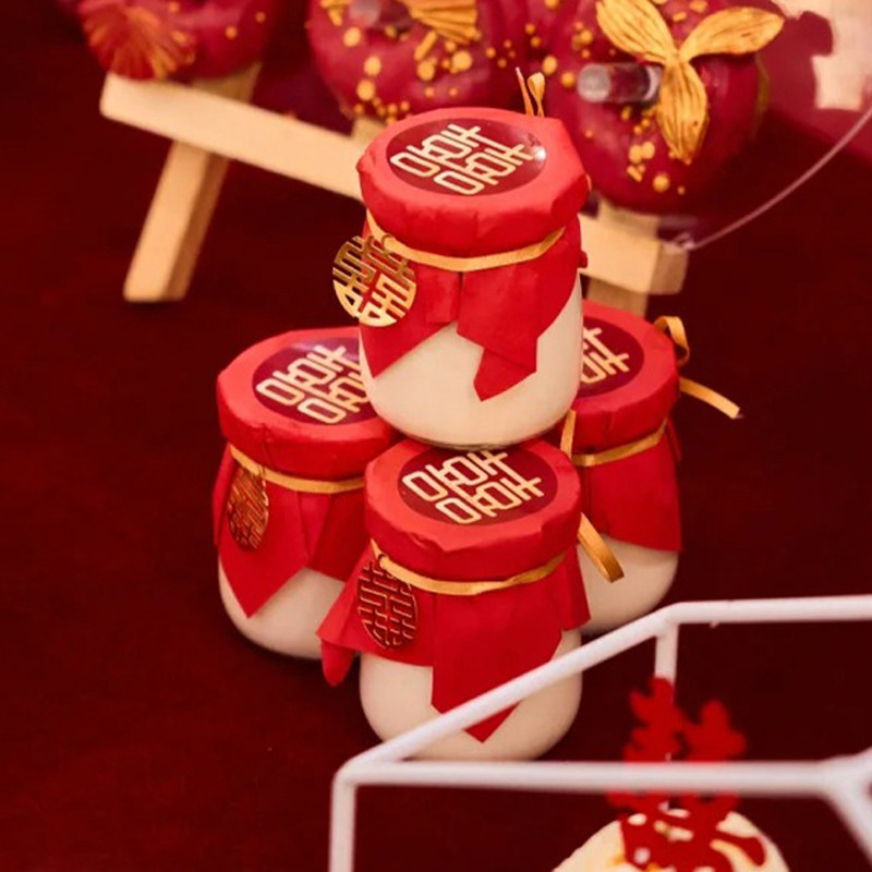 吾家有喜推推乐贴纸红色订婚甜品
