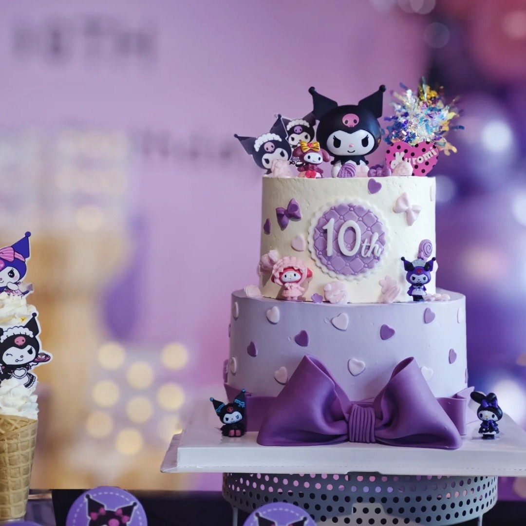 库洛米甜品台装饰kuromi生日主题酷乐米摆件纸杯插件推推乐筒贴纸