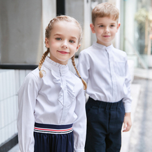 小学生校服男童长袖 衬衣幼儿园园服立领儿童演出服 女童洋气白衬衫