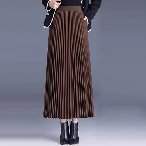 百褶毛呢半身裙a字裙子