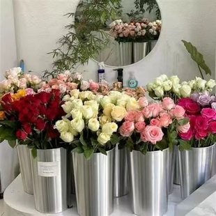 铝制养花桶醒花铝桶水植绿培插花桶商场酒店花艺花店摆件高档时尚