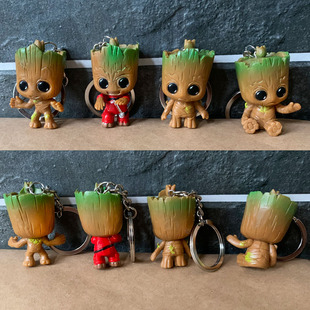 银河护卫队格鲁特小树人男女汽车钥匙扣圈环微景观蛋糕书包摆挂件