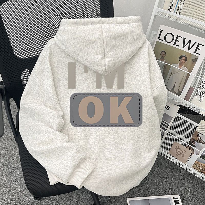美式潮牌字母印花连帽卫衣男