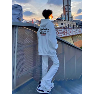 美式 街头风连帽卫衣男秋冬重磅纯棉字母印花宽松oversize加绒外套