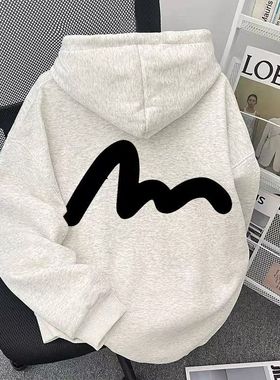 美式潮牌重磅纯棉连帽卫衣男秋冬宽松潮流百搭加绒加厚套头衫外套