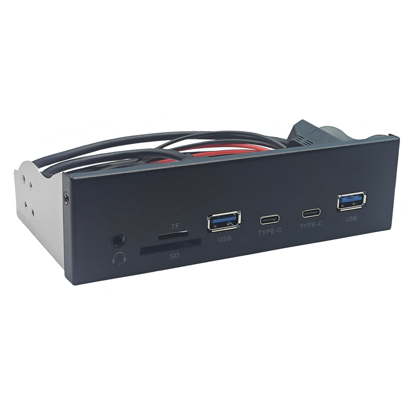 USB3.2 GEN1前置面板5G光驱位2口USB+TYPE-C+SD/TF+耳麦一体面板