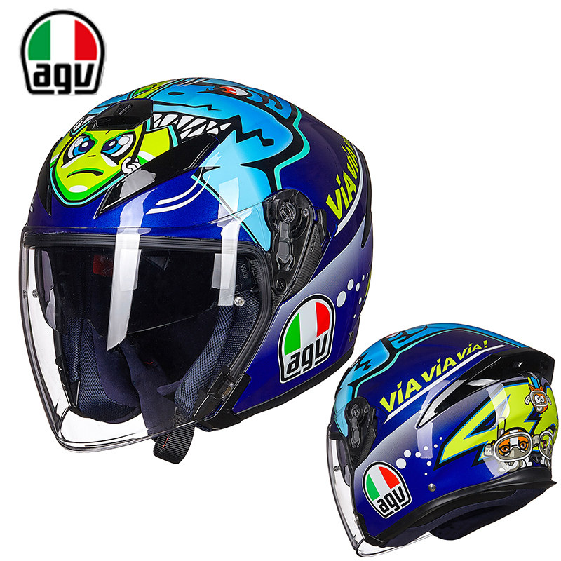 agv摩托车头盔男女双镜片半盔 k5 jet 夏季专业赛车跑盔