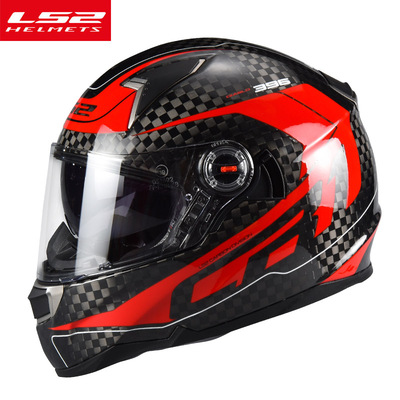 LS2头盔 LS2 FF396碳纤维全盔 摩托车头盔 赛车摩托车双镜片全盔