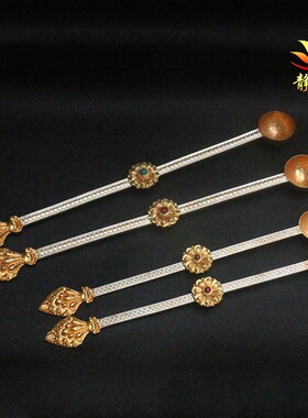 纯铜勺子藏式居家手工雕花摆件