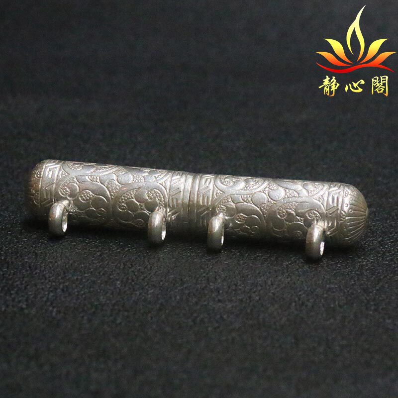 藏式尼泊尔雕花长管嘎乌盒925纯银手工吊坠项链挂件盒子饰品项坠