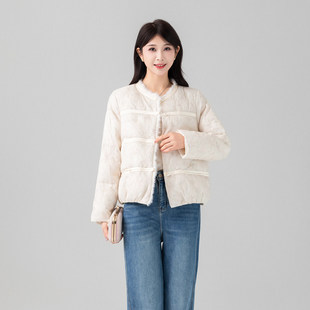 新中式 瑞景媛26C055专柜正品 蕾丝刺绣薄款 新款 国风棉服 2026春季